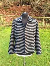 Isaac Mizrahi Live Black & Grey Thick Striped Double Breasted Ladies Jacket Uk12
