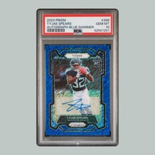 TYJAE SPEARS 2023 Panini Prizm FOTL ROOKIE BLUE SHIMMER AUTO #09/25 🔥 PSA 10 🔥