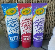 LOT of 3 Crayola Kids Bathtub Finger Paint Soap 3 Fl Oz Blue, Red, Purple