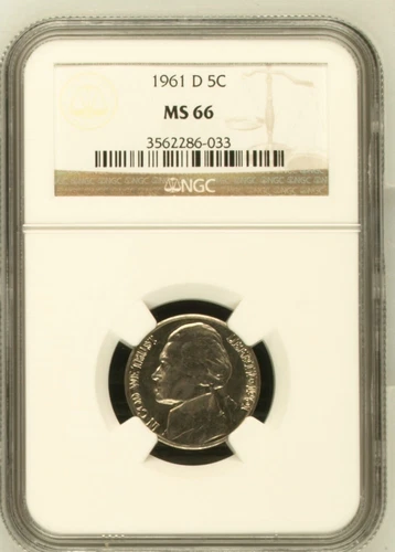 1961 D Jefferson Nickel NGC MS 66