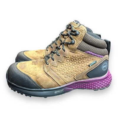 Timberland Pro Womens 7 Reaxion A219B Brown Waterproof Composite Toe Work Boot