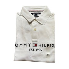 Tommy Hilfiger Men's THFLEX Regular Fit Logo Short Sleeve Mesh Polo Shirt White