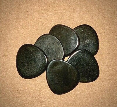 Custom House hand crafted Black Horn Large ''Mando'' Guitar picks - 6 pack