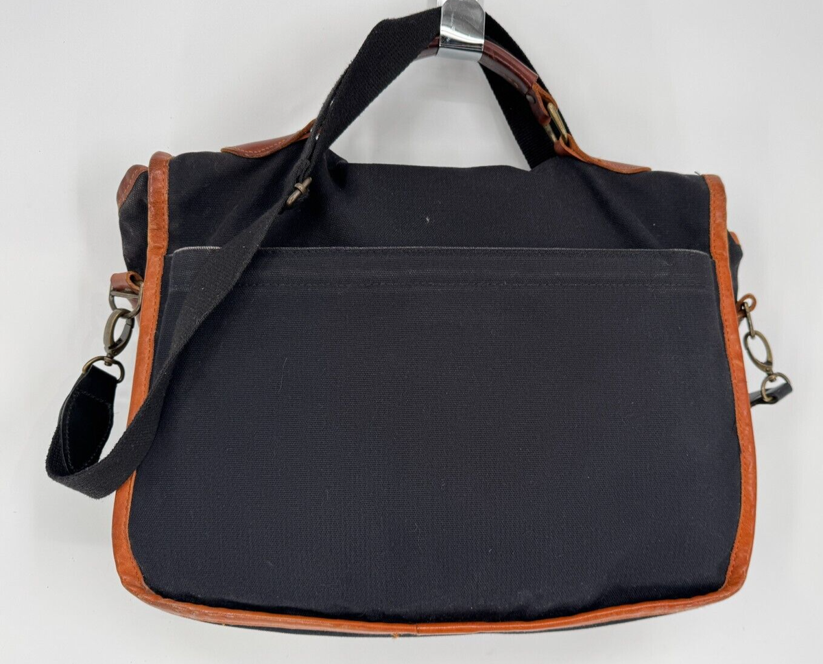 VTG Land's End Direct Merchants Navy Blue Canvas Leather VTG Land's End Direct Merchants Navy Blue Canvas Leather