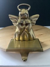 Christmas Metal Angel W Candle Stocking Holder 6  Mantel Antique Bronze Holiday