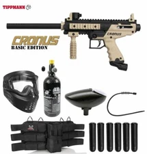 Maddog Tippmann Cronus Basic Tactical Titanium HPA Paintball Gun Starter Kit Tan