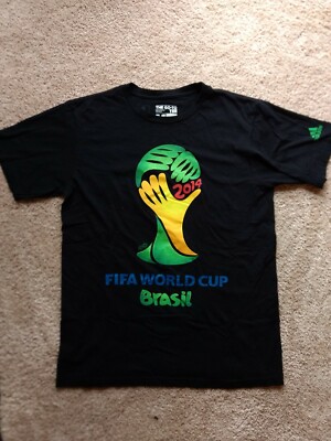 Brazil FIFA World Cup 2014 Men's Black Adidas S/S Go-To Tee M euc