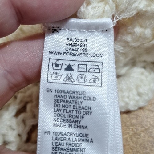 Nuevo Chaleco Forever 21 Crema Crochet Encaje Pequeño Superposición Tejido Boho Botón Recortado - Imagen 9 de 9