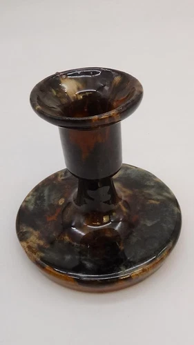 Vintage1930s Brush McCoy Pottery Single Candle Holder Art Deco Blended Onyx 036