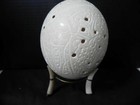 Vintage Carved Ostrich Egg Elephant Giraffe Design 6” Good Condition with Stand