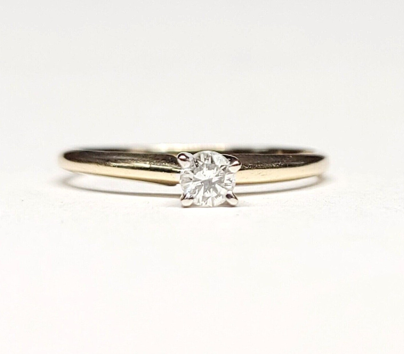 Solid 14K Yellow Gold .15ct Diamond Solitaire Rin… - image 2