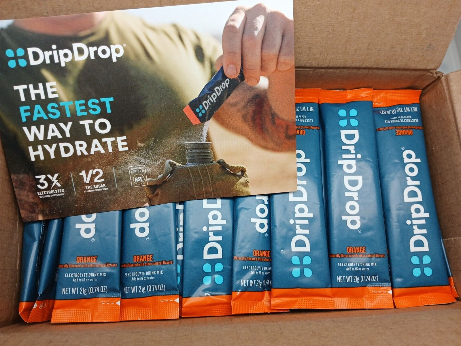 DripDrop Hydration Electrolyte Drink Mix, Orange Flavor - 50 Single-Serve Packet
