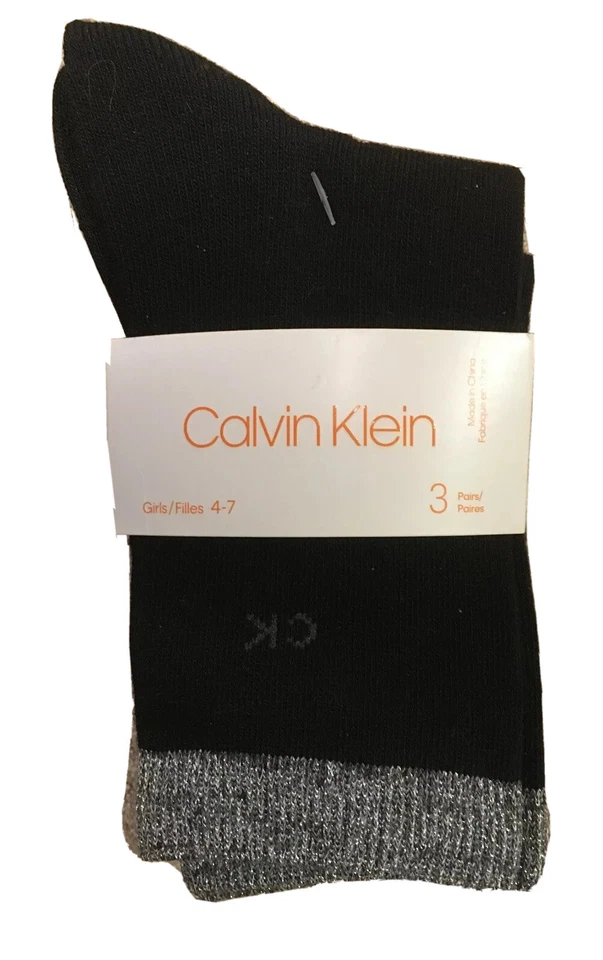 Calvin Klein девочек 6 пара: 3 черный твердый и 3 пятнистый четверть носки, размер 10-13 - Изображение 3 из 4