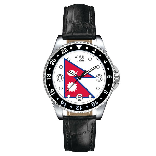 Nepal Country Flag Unisex Mens Ladies Fashion Leather Strap Quartz