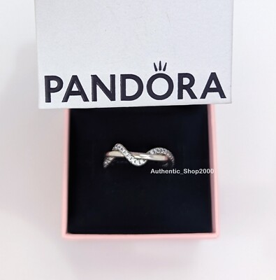 New 100% Authentic PANDORA 925 Ale Sparkling Intertwined Wave Ring ...