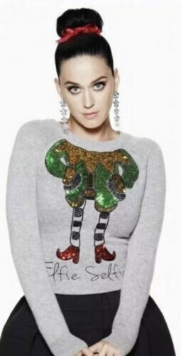 H&M Katy Perry Sequin Elfie Selfie Holiday Ugly Christmas Sweater XS
