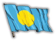 Palau Flag Sketch Car Bumper Sticker Decal