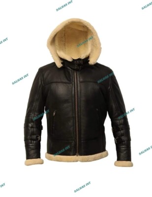 Men's RAF B3 Bomber Aviator Genuine Leather Jacket Sheep Skin Pilot Flying Coat