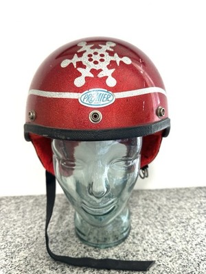 Vintage 1970s Premier UK Metal Flake Snowflake Pattern Motorcycle Helmet S/M