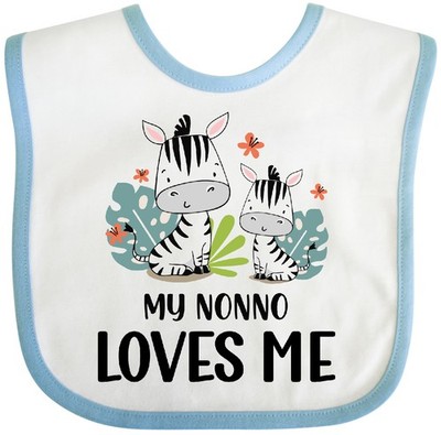 Inktastic Zebra My Nonno Loves Me Baby Bib Grandpa Grandfather Grandchild Gramps