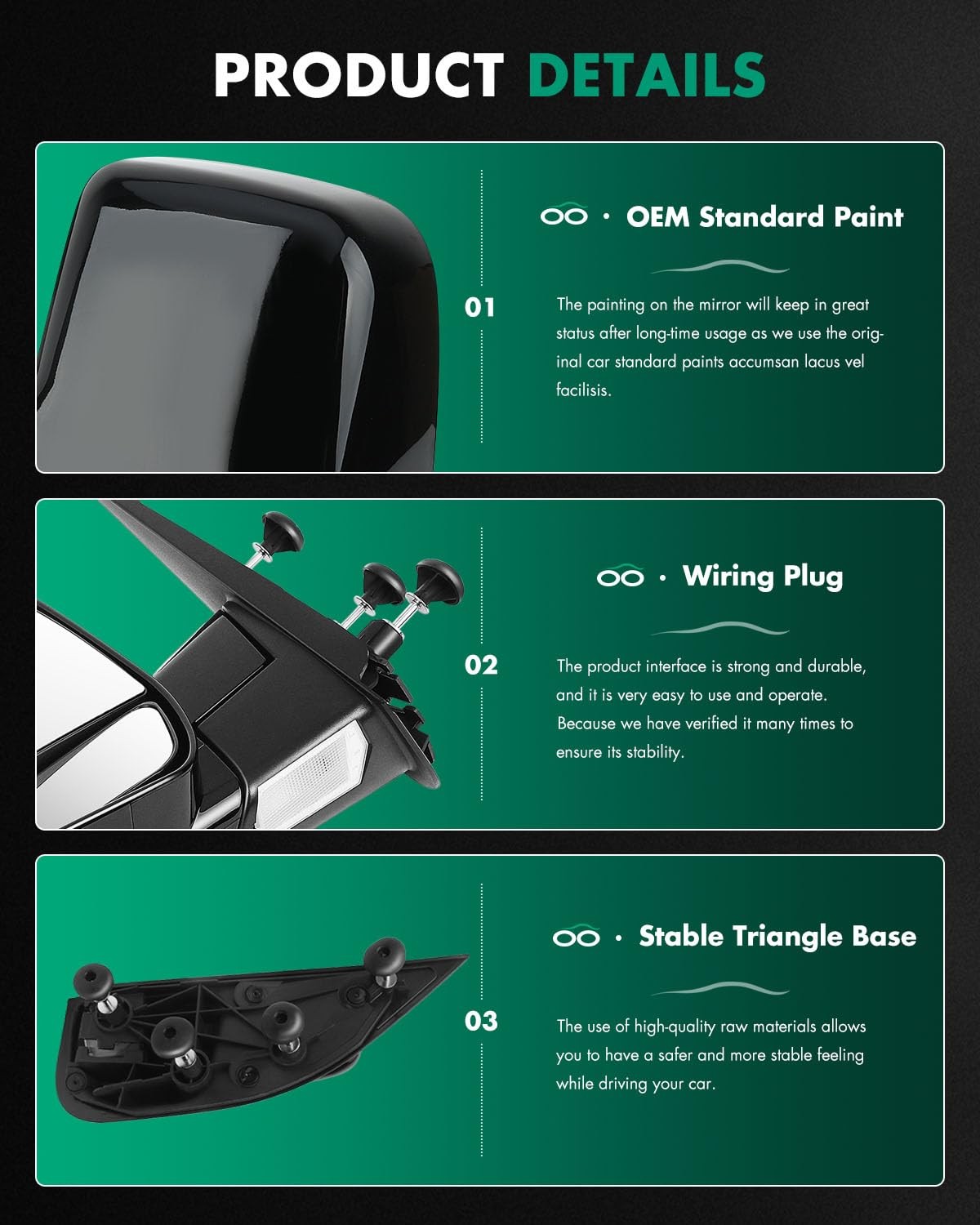 Scitoo Ford E150 E250 E350 E450 E550 Van Towing Mirrors Dual Glass Foldable Manu