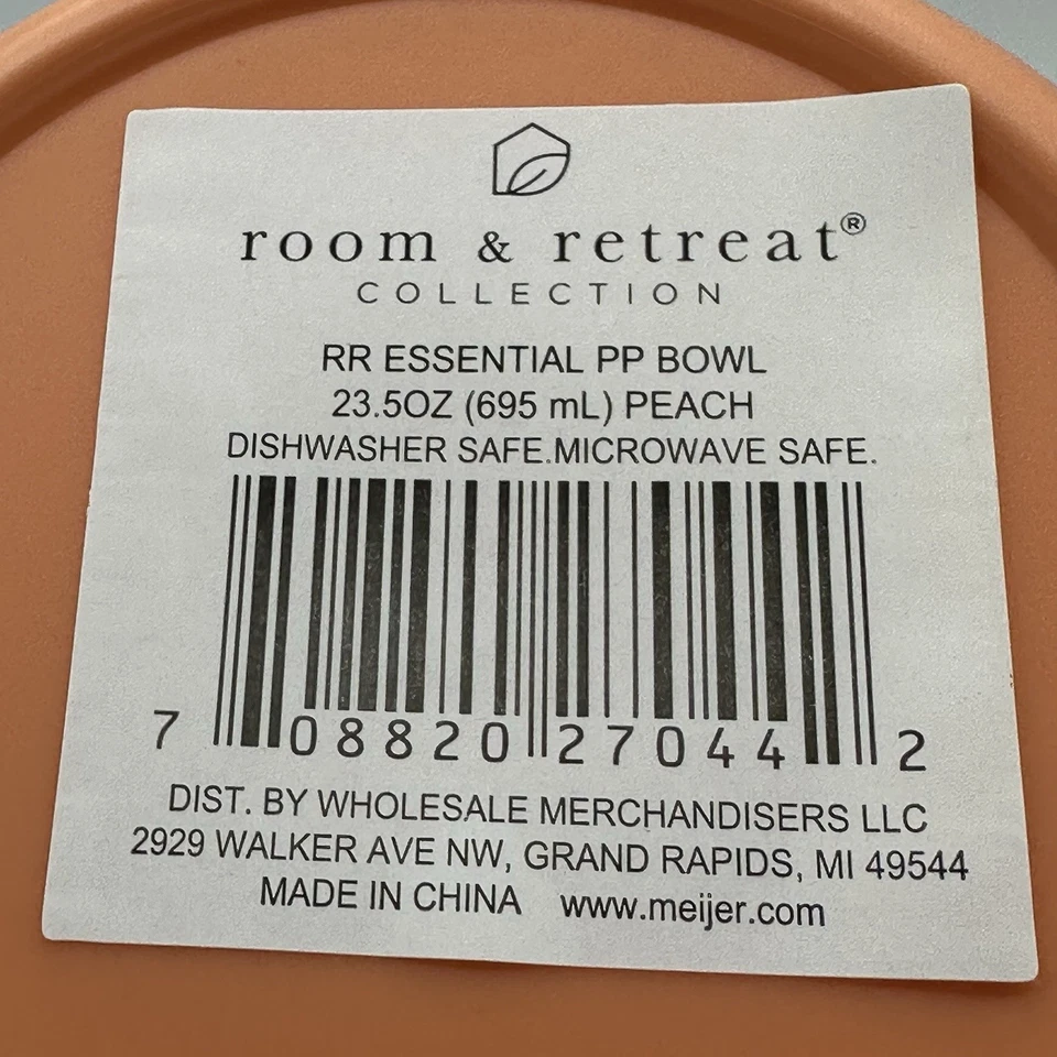 Room And Retreat Plastic 5.5” Soup Cereal Bowl Peach Pink Lot Of 4 - Image 3 of 4