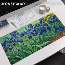 40 90cm Oversized Gaming Mouse Pad,Van Gogh Iris Abstract Art Mouse Pad- Non