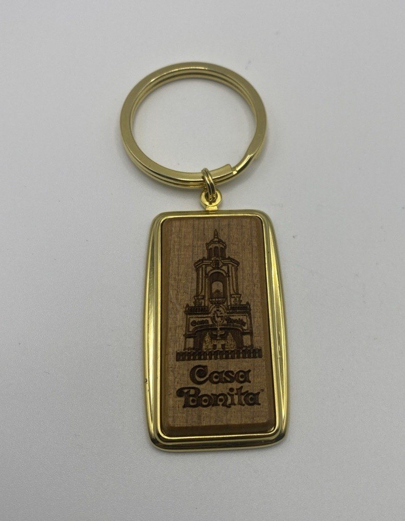 Casa Bonita Keychain Gold Tone/ Wood KeyRing Colorado South Park Souvenir RARE