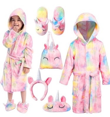 New JOYIN Giggling Getup Kids Robes Girls Hooded Pink Toddler Bathrobe Set 3t