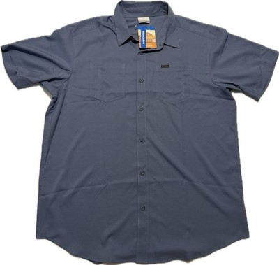 Columbia Men s Red Eagle Lake Omnishade Blue Button Down Shirt Sz L NWT