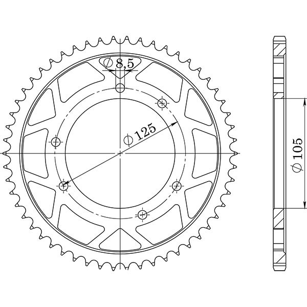 Zahnrad Stahl P428 - Z48 (DIS.92130) Derbi 125 Senda R 4T 04/07-image