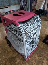 Zuca Rolling Sport Bag, Pink Metal Frame with Insert Bag Zebra Print