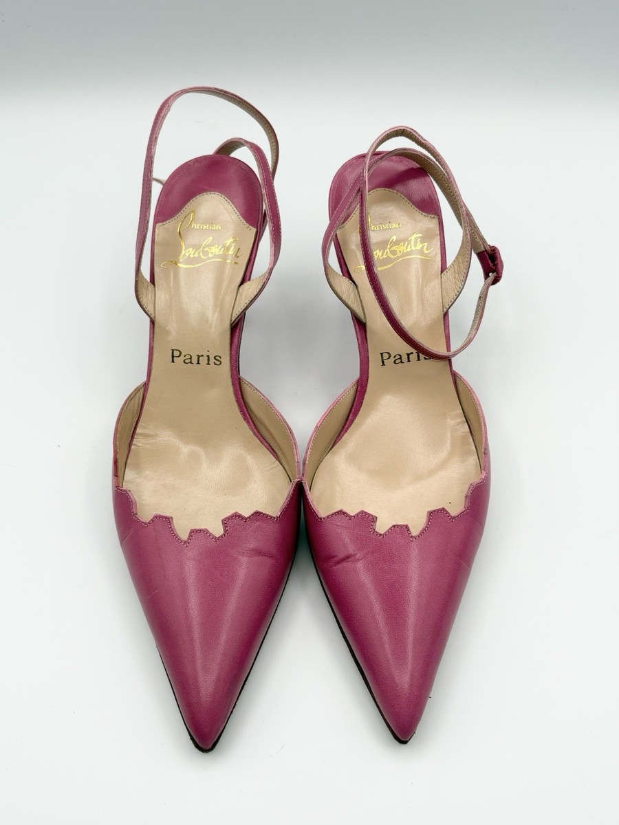 Christian Louboutin Pink Pointed Toe Slingback Heels Leather