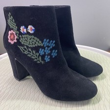 Nanette Lepore Beverly Black Suede Embroidere...
