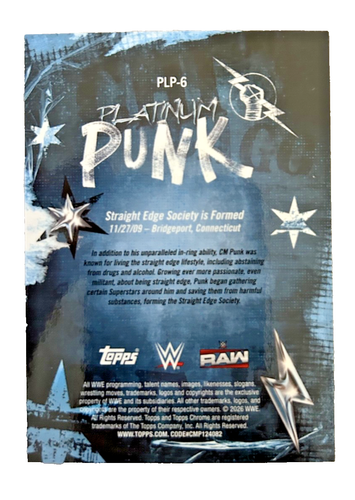 2026 Topps Chrome WWE Platinum Punk CM Punk #PLP-6 Insert Raw - Bild 2 von 4