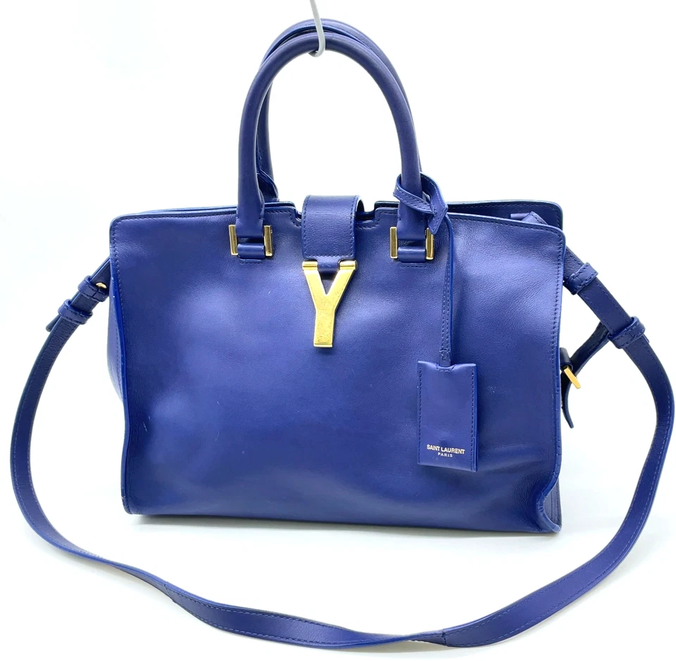Authentic Yves Saint Laurent Leather Blue 2way Shoulder bag W/Dust bag NS110876 - Image 3 of 4