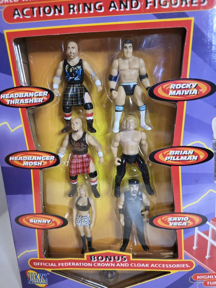 WWF King of the Ring Action Ring with 6 Mini Figures Jakks Pacific Rock Sunny - Image 3 of 4