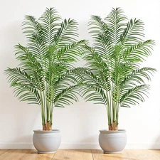 Artificial Palm Tree 6ft Tall Fake Palm Tree Indoor Decor with 18 Trunks and ...