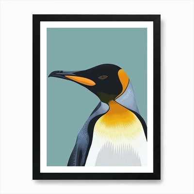 King Penguin Volunteer Point Minima Framed Wall Art Poster Canvas Print Picture