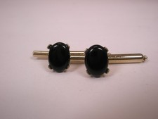 SINGLES 2 5/16" Black Ovals Vintage Formal Tuxedo Prom Groom Shirt Stud b261