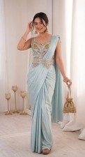 Ready to Wear Saree with Embroidery Sequin Work  Blouse Party Wear sari wedding