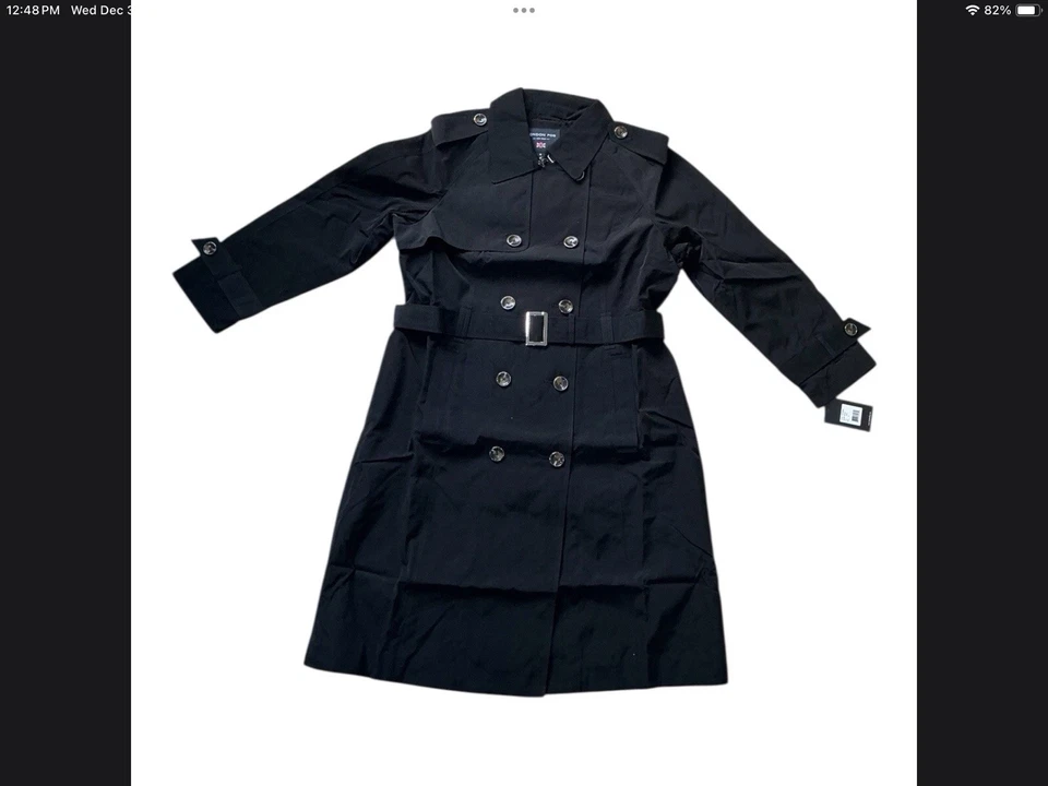 London Fog Women's Black Double Breasted Belted Trench Coat - STYLE # L722433893 - Image 2 of 3
