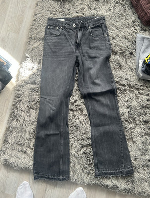 ZARA Herren Jeans grau Flared W40 L80cm Denim Five-Pocket Münztasche Uni