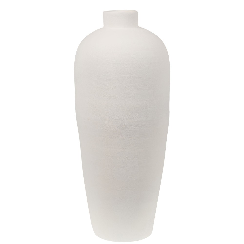 Vase Baki Blanc 80 cm Terre Cuite Grand Format 35x35 cm Décoration Sol Moderne