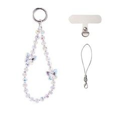 Beaded Phone Wrist Strap, Cellphone Lanyard Chain, Sparkling Butterfly