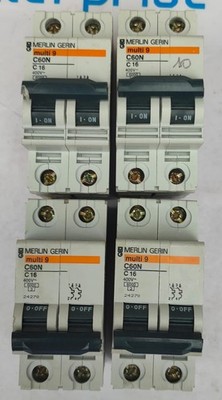 MERLIN GERIN MULTI 9 C60N C16 CIRCUIT BREAKER 2-POLE 400V  LOT OF 4