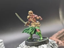 Well painted fighter/bard/alchemist dnd fantsy miniature green