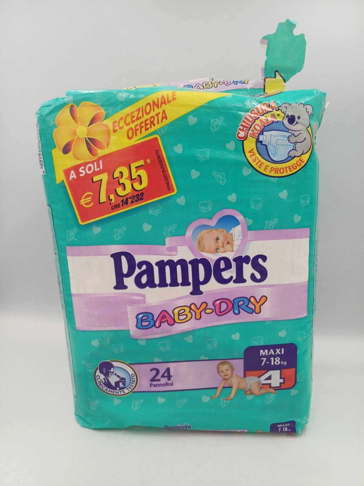 Vintage Pampers Baby Dry full pack with 24 diapers 7-18kg / 15-40lbs - New
Opens in a new window or 