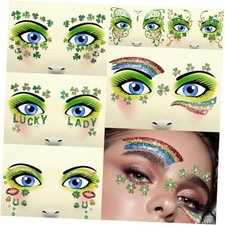 6Pcs St Patricks Day Temporary Tattoos, Green Clover A-St Patricks Day Green