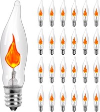 25-Pack Flickering Flame Light Bulbs, E12 Gothic, Themed, Whimsical, Mysterious